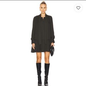 DKNY Pleated Neck Tie Dress Black